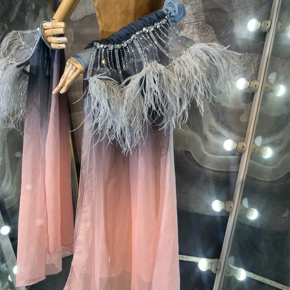 Floating Sleeves Ballroom Accessories New Products Stage Accessories Rhinestone Samba Ostrich Hair Modern Arm Decoration