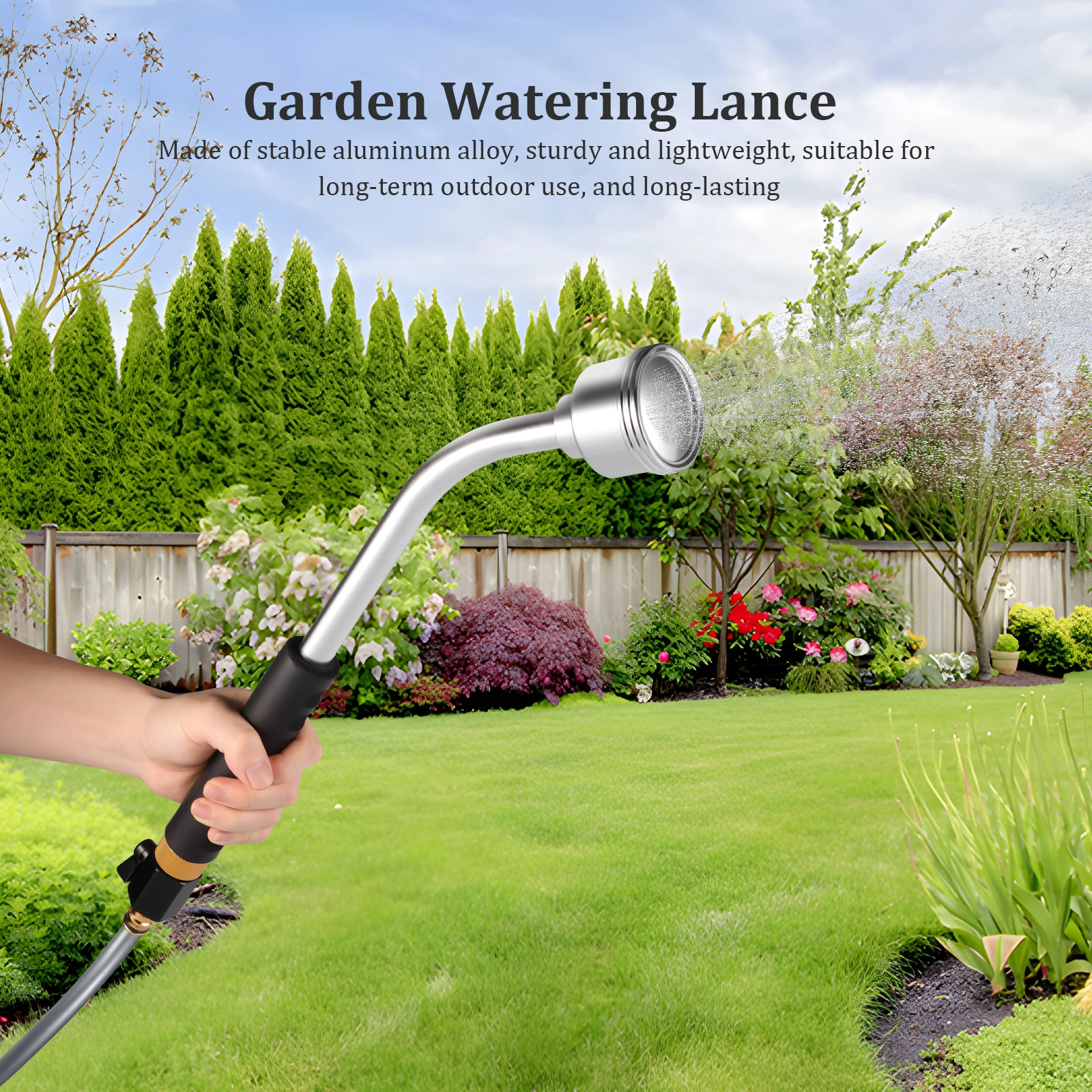 Lanza de riego de jardín, varita rociadora de ducha suave y completa con Control de flujo de pulgar para cestas colgantes, arbustos, plantas y flores