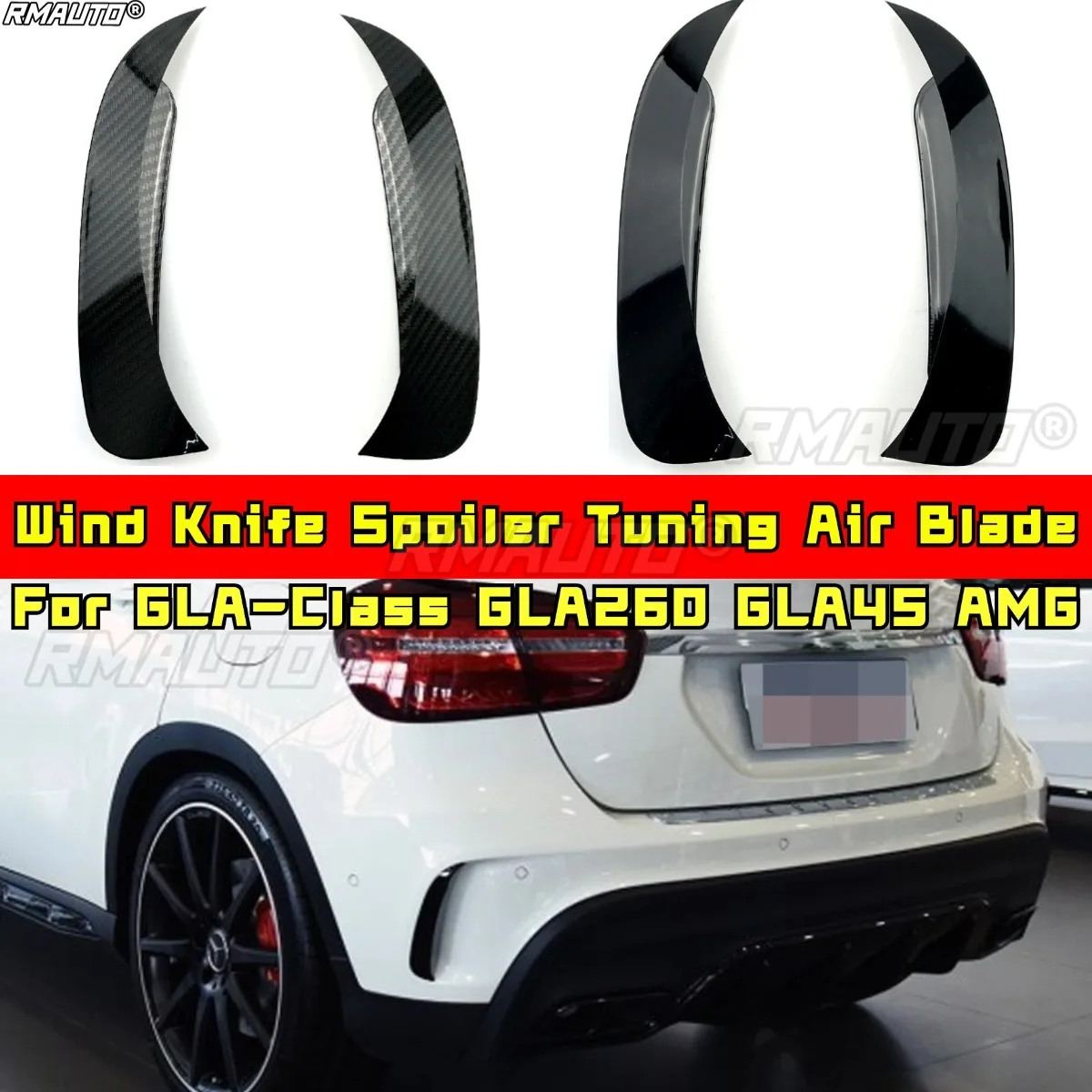 

For Mercedes Benz GLA-Class GLA260 GLA45 AMG Wind Knife Spoiler Tuning Air Blade Rear Bumper Side Splitter Car Accessories