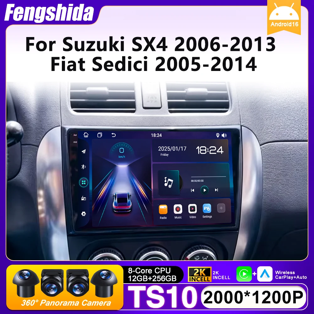 

Car Radio Carplay For Suzuki SX4 2006-2013 Fiat Sedici 2005-2014 GPS Navigation Android Auto Multimedia Player Stereo 4G No 2din