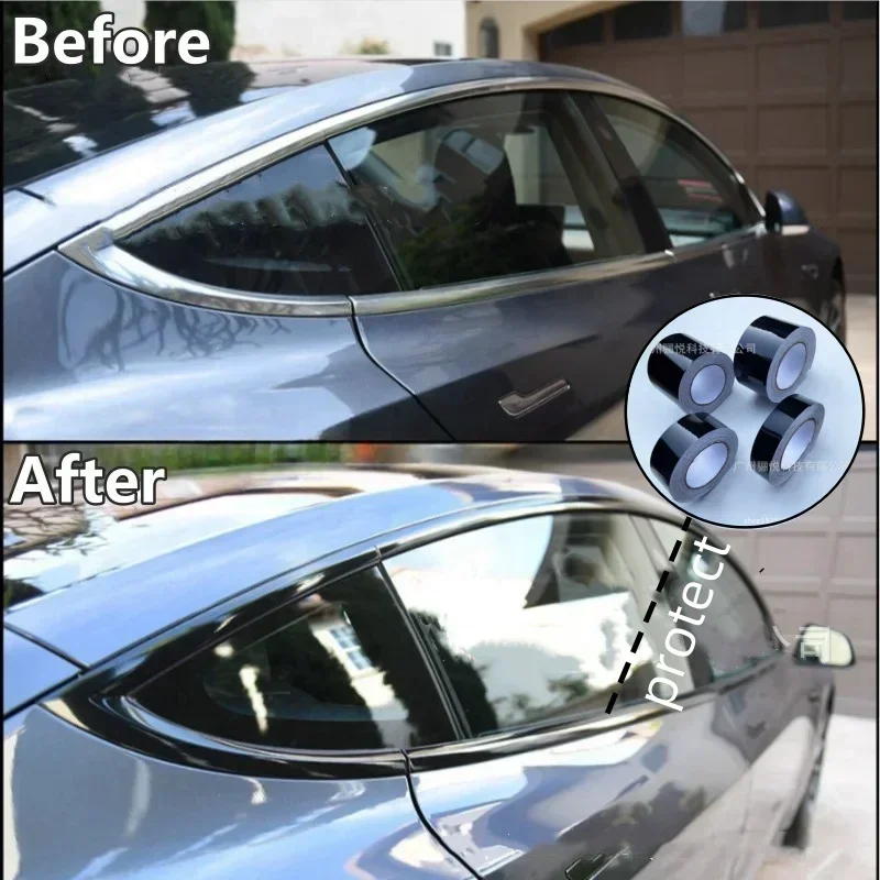 3/5/7/10 Cm Sticker Glossy Black Vinyl Wrap with Car Bag Window Trim Door Protector Car Protectice Accessories tools