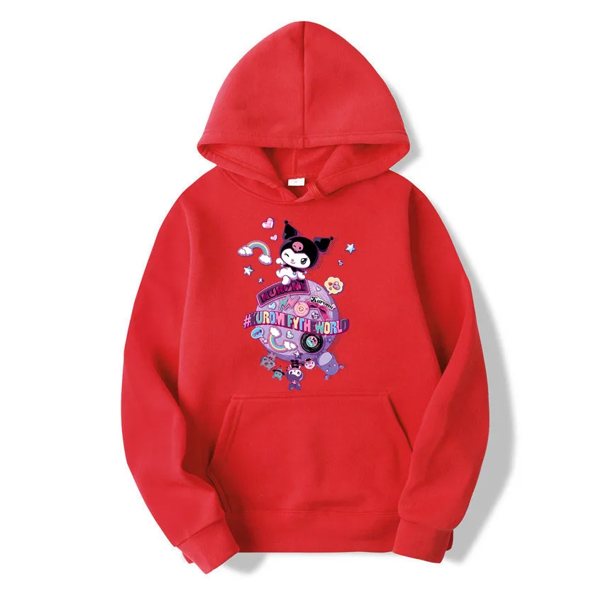 

Kawaii Kuromi casual cute print unisex hoodie spring and autumn Sanrio cartoon casual sports street print hoodie