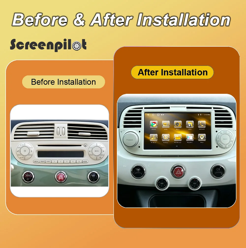7 Inch Android 16 Car Radio Stereo For Fiat 500 Abarth 2007 2008 2009-2015 Multimidia Player GPS Carplay Android Auto 8 Core RDS