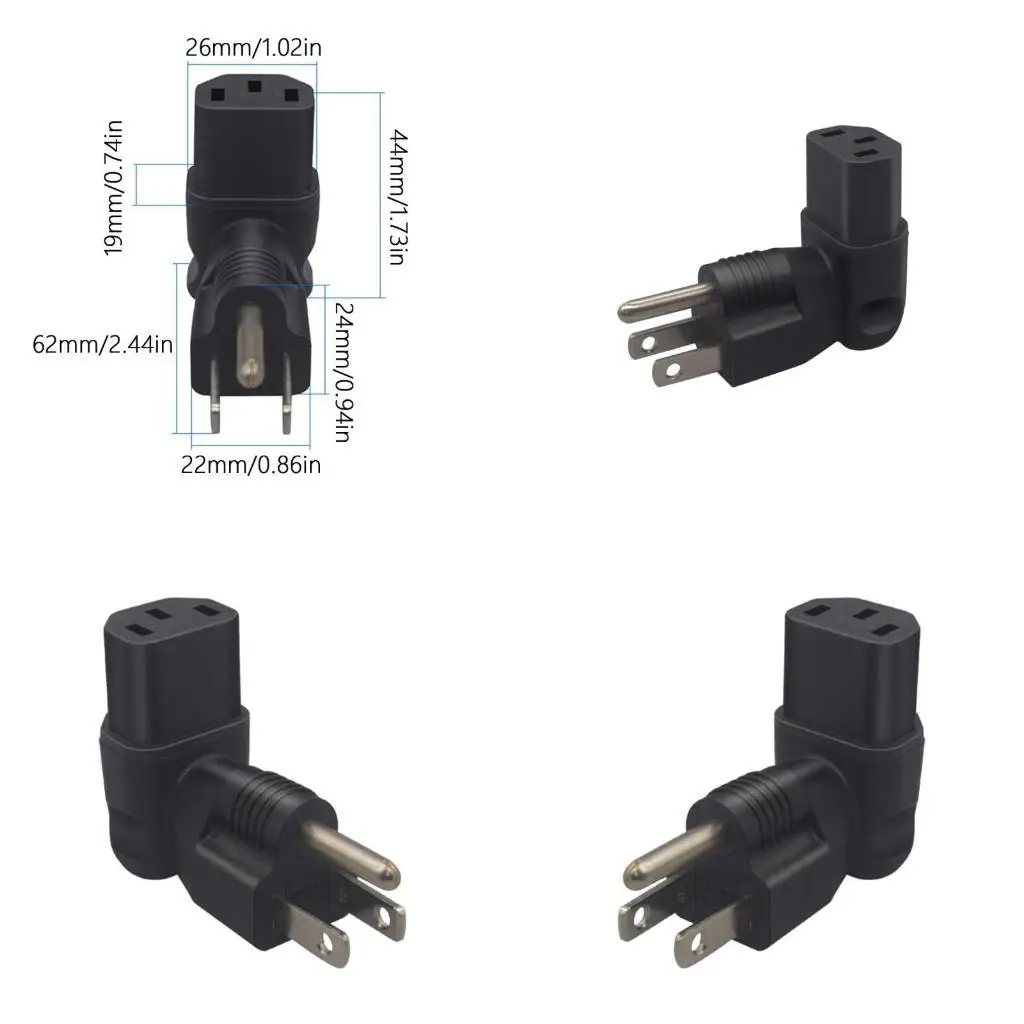 

R53C Nema 5-15P to C13 Side Bend Power Adapter Male to Female Connection PVC Material