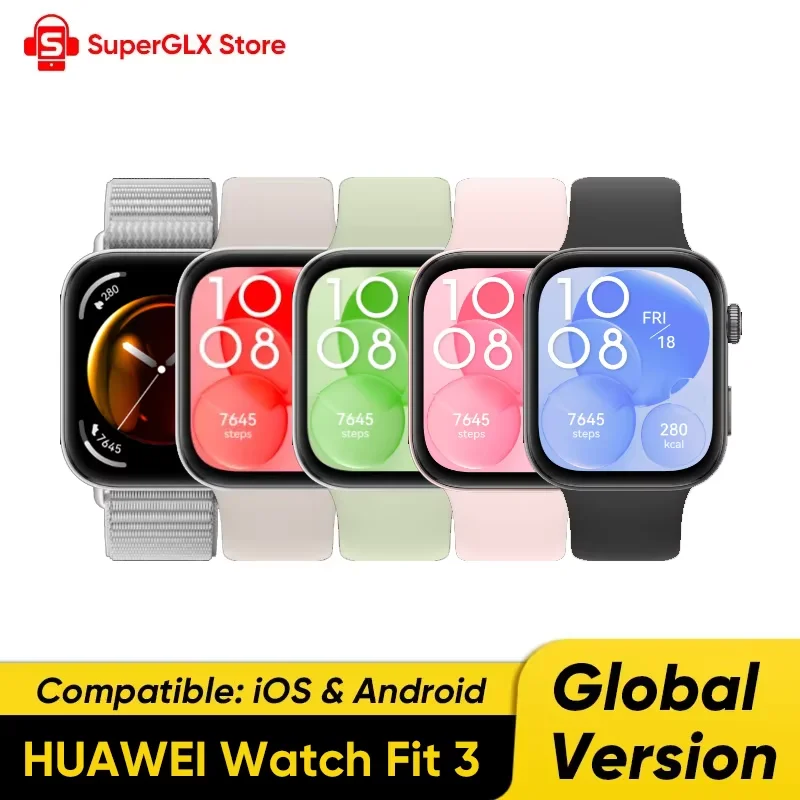 

【US Express】Умные часы HUAWEI Watch Fit 3 с AMOLED-дисплеем 1,82 дюйма, ультратонким дизайном, улучшенным управлением здоровьем и 10-дневным временем автономной работы