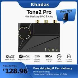 Khadas Tone2 Pro HiFi DAC Tragbarer Desktop-DAC AMP ES9038Q2M DAC Amplificador MQA 768K/32Bit und Native DSD512 für Home Audio