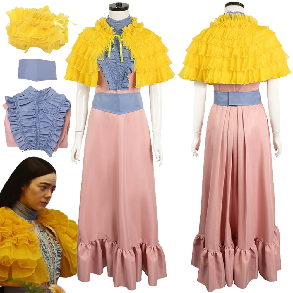 

Belle Baxter Cosplay Fantasy Yellow Shawl Dress Belt Suts 2023 Movie Poor Things Costume Disguise Women Roleplay Fantasia Outfit