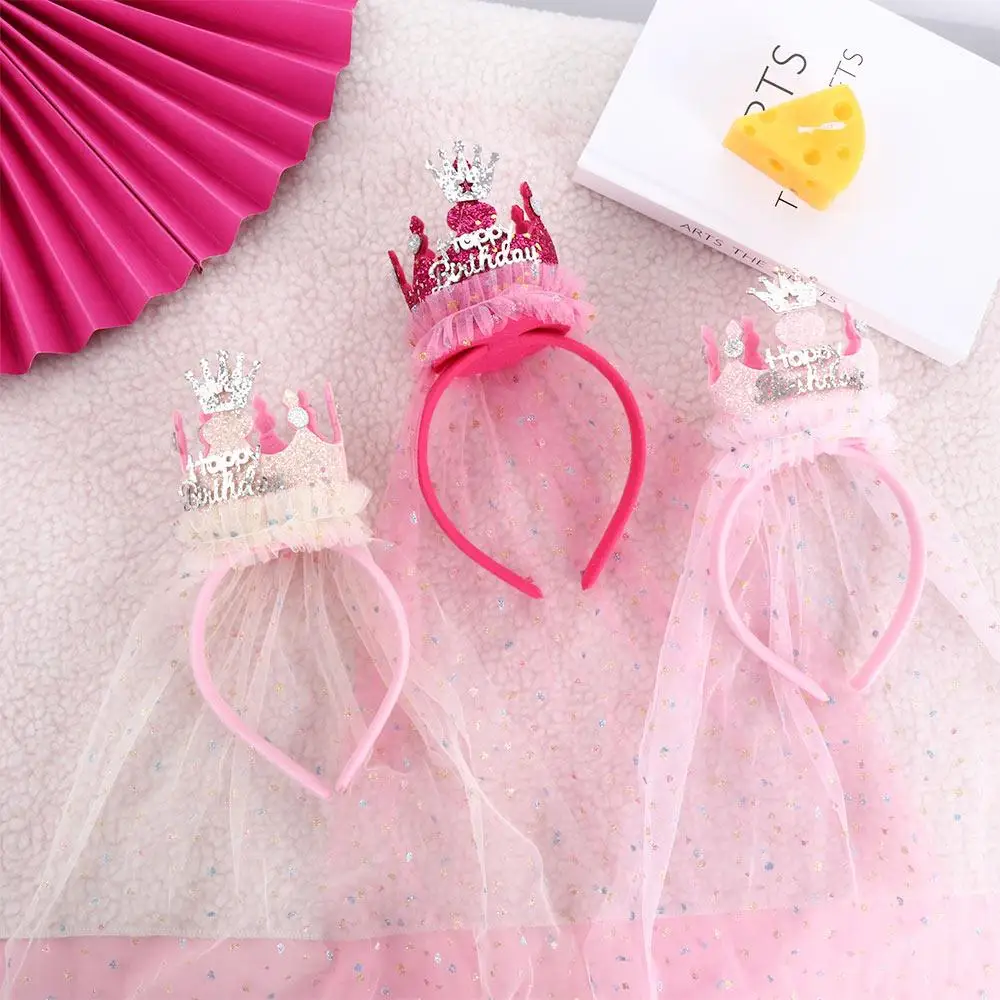 

Sequin Crown Headwear Mesh Hair Decor For Kids Hair Accessories Birthday Hairband Girls Hair Hoop Korean Style Headband