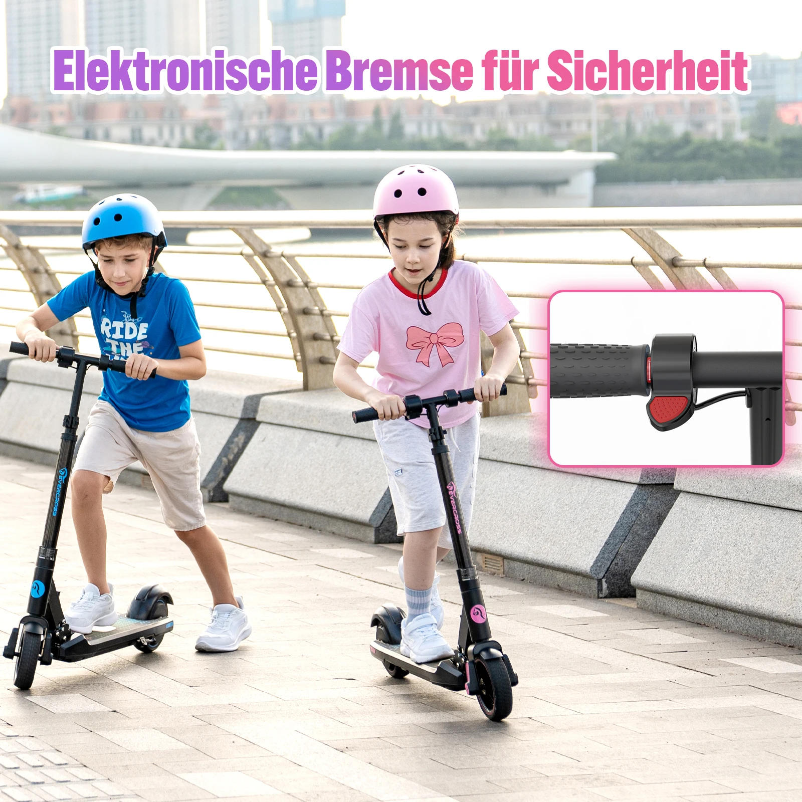 EVERCROSS Electric Scooter Kids, Foldable Scooter for Kids Ages 6-12, 9.3 MPH & 5 Miles, LED Display, Colorful LED Lights, UL