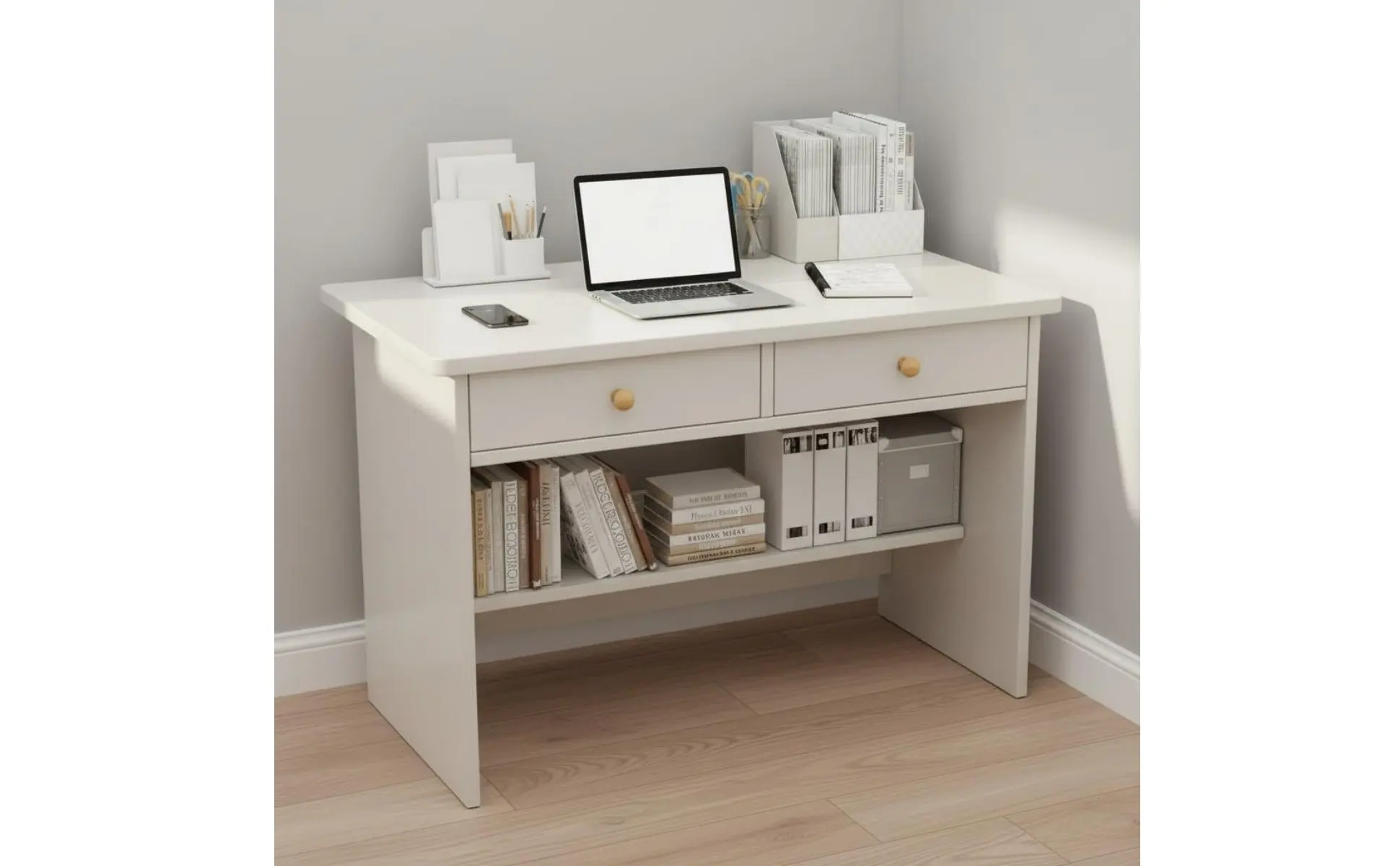 Small Study Desk Space-Saving Design Modern Student Desk Workstation Sturdy Construction Easy to Clean for Bedroom