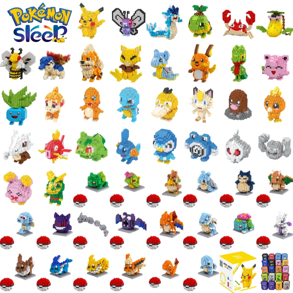 75 Stile Pokemon Bausteine Montage Anime Pikachu Glurak Puppe Blastoise Bisasam Gengar Bausteine Spielzeug für Kinder Geschenk