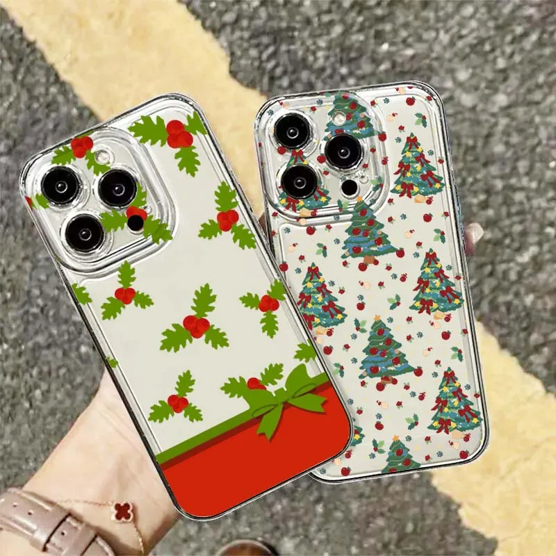 

Christmas Tree Art For Apple iPhone 17 16e 16 15 14 13 12 11 Pro Max Plus Mini TPU Soft Transparent Phone Case