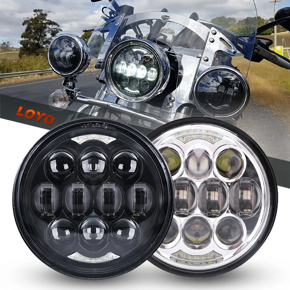 Universeller 5 3/4 Zoll LED-Scheinwerfer für Harley Indian Scout Honda Yamaha V-Star Triumph Motorrad 12V DRL H4 5,75 Zoll LED-Frontscheinwerfer