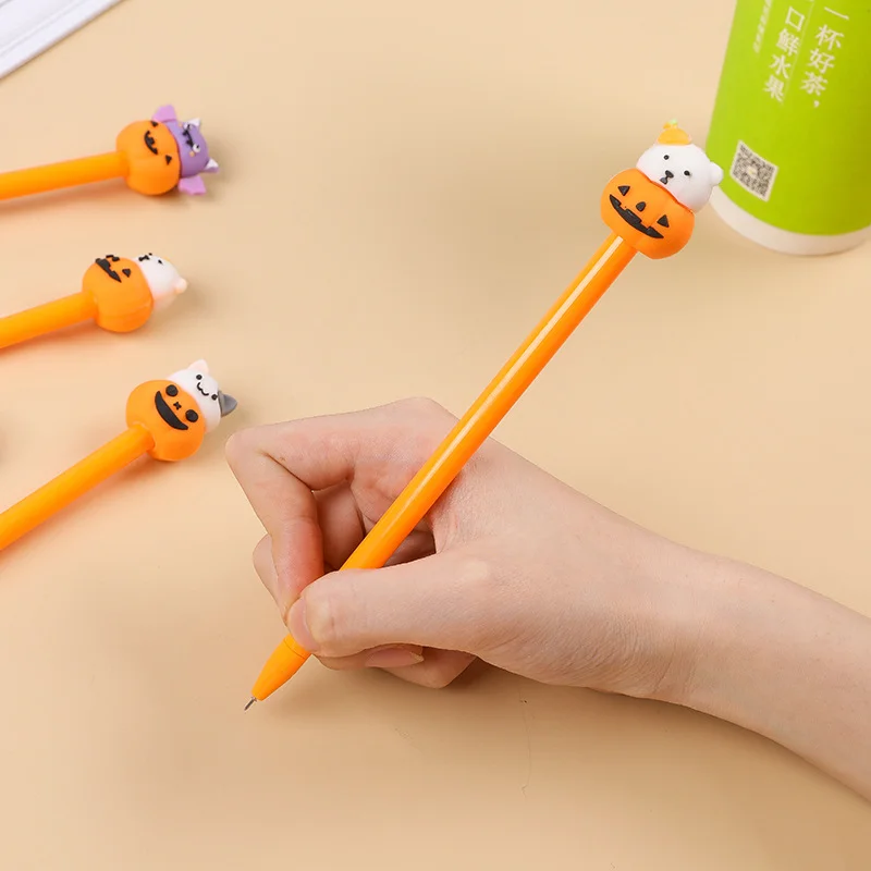 

36pcs Wholesale Creative Bear Cat Pumpkin Head Gel Pen Cute Cartoon Fruit Students Learn Stationery Writing Pen