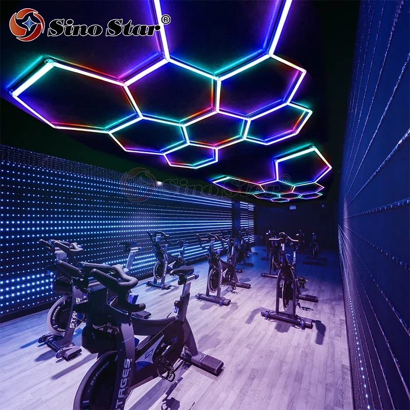 Lampe LED hexagonale géométrique RVB avec télécommande, couleurs mélangées, Proxy, 2576x2444mm, RGB06, livraison directe