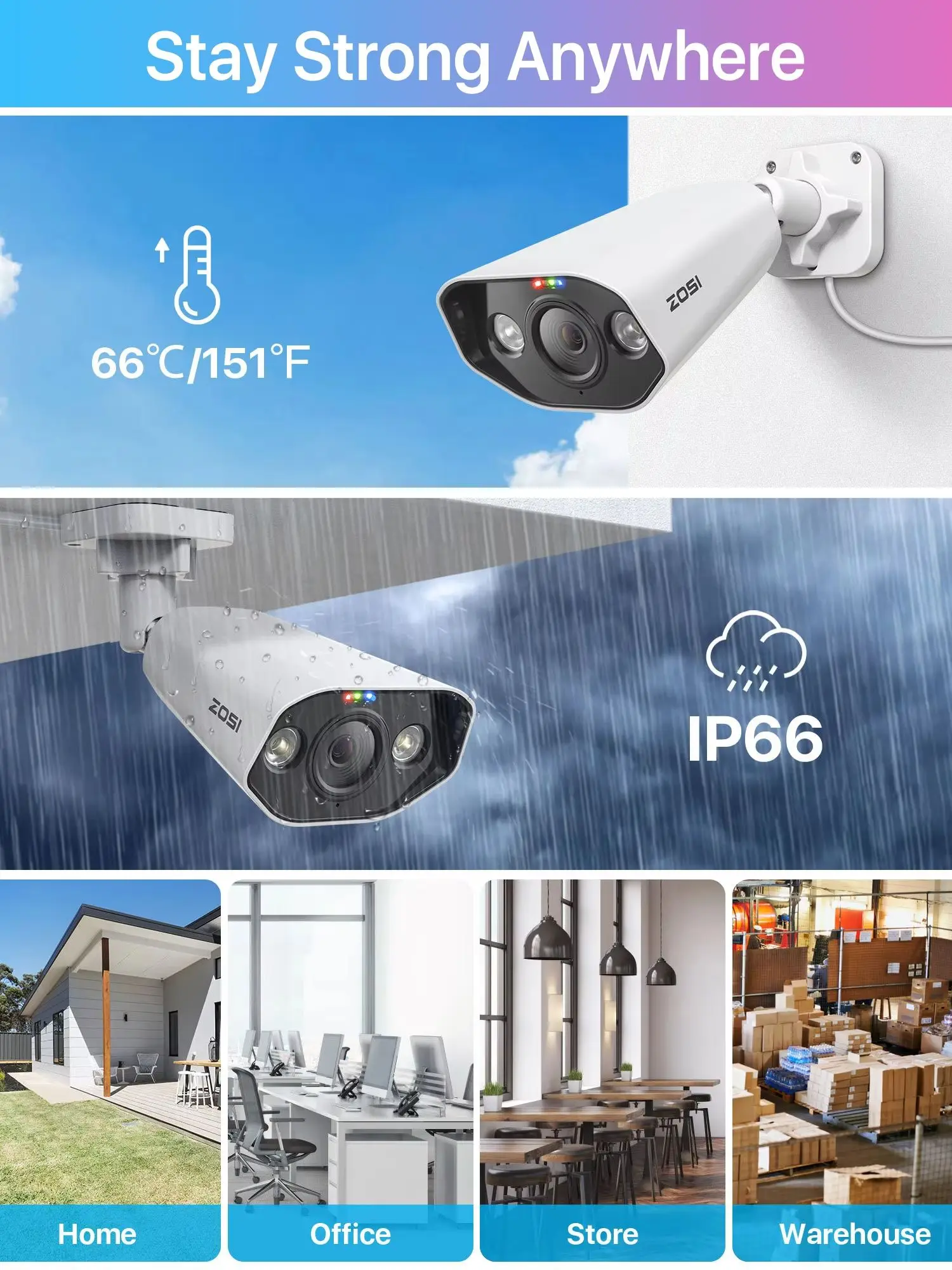 ZOSI 4K PoE Sicherheitskameras mit Ethernet-Kabeln, KI-Erkennung, 2-Wege-Audio, Farbansicht, 8MP, wasserdicht, Outdoor-Zusatzkamera, funktioniert nur mit ZOSI 4K PoE NVR