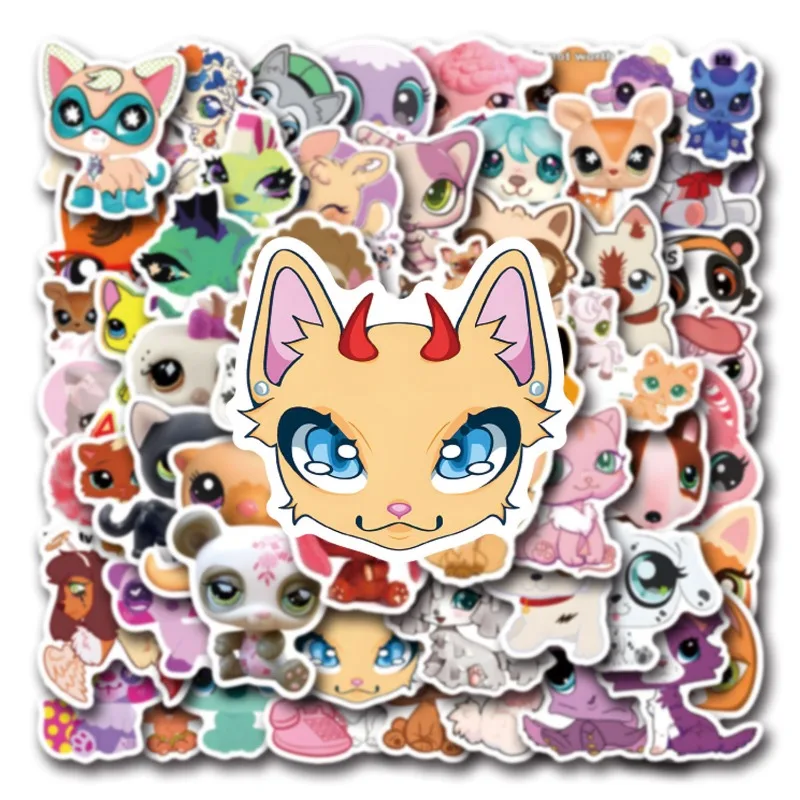 55pcs Cartoon Littlest Pet Shop Sticker Luggage Water Cup Stationery Mobile Phone Scooter Laptop Refrigerator Decoration Sticker