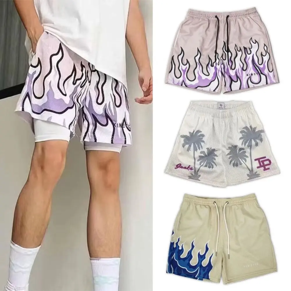 

Loose Basketball Shorts Fashion Polyester Fiber Unisex Mesh Shorts Running Gym Pants Summer