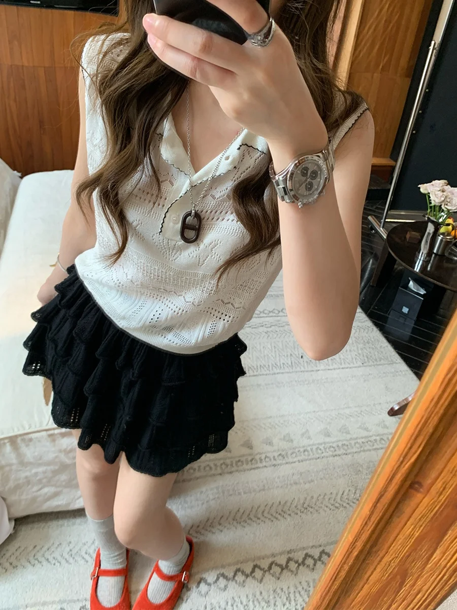 

Летний тонкий шерстяной комплект MUKOK: футболка и короткая юбка-карандаш, вязаный костюм из двух предметов для женщин, модный комплект с высокой талией