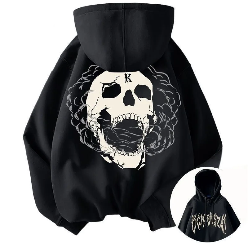 Men's Hoodies 2024 Number Nine Skull Embroidered Zipper Coat Damaged Worn Out Hoodie WY919