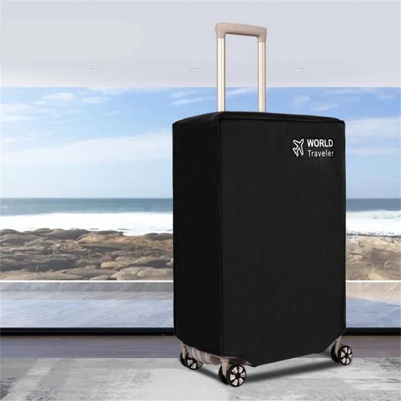 Black Waterproof Suitcase Protector Luggage Cover Baggage Dust Case Cover Suitcase Case Travel Organizer Suitable For 20-30 Inch