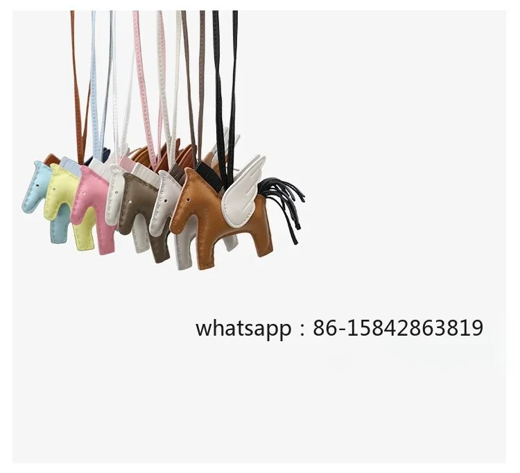 Bag Pendant Women's Genuine Leather Color Blocked Little Pegasus Accessory Car Key Hanging Buckle