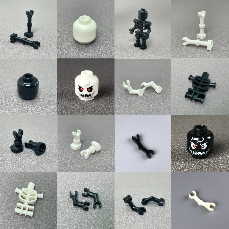 MOC Bricks DIY Skeleton Assembled Parts Body Leg Arms Head 93609 93061 Action Figure Educational Building Blocks Kids Toys Gifts