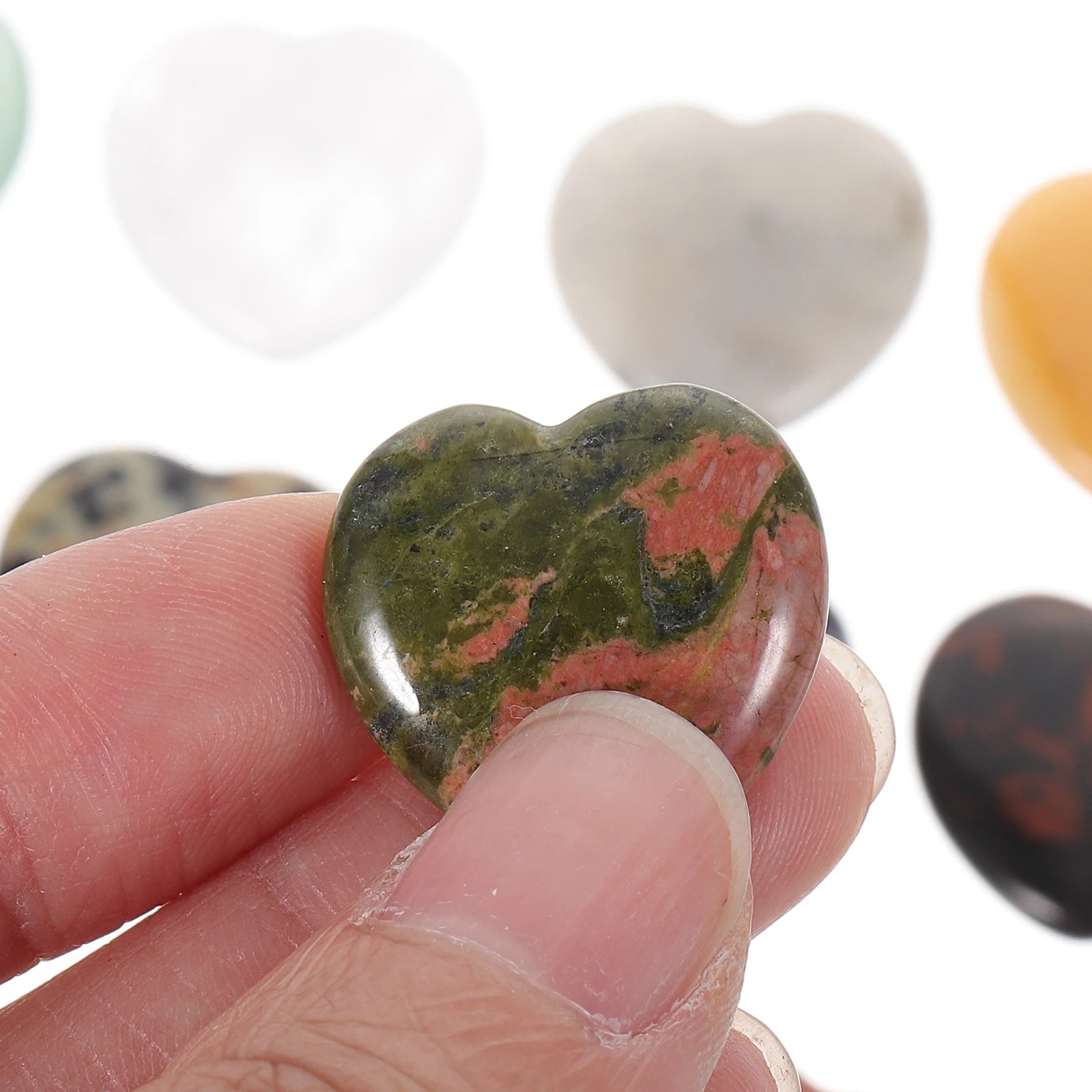 

15 Pcs Love Crystal Stone Decorations Heart Sculpture Natural Accessories Office Shape Stones
