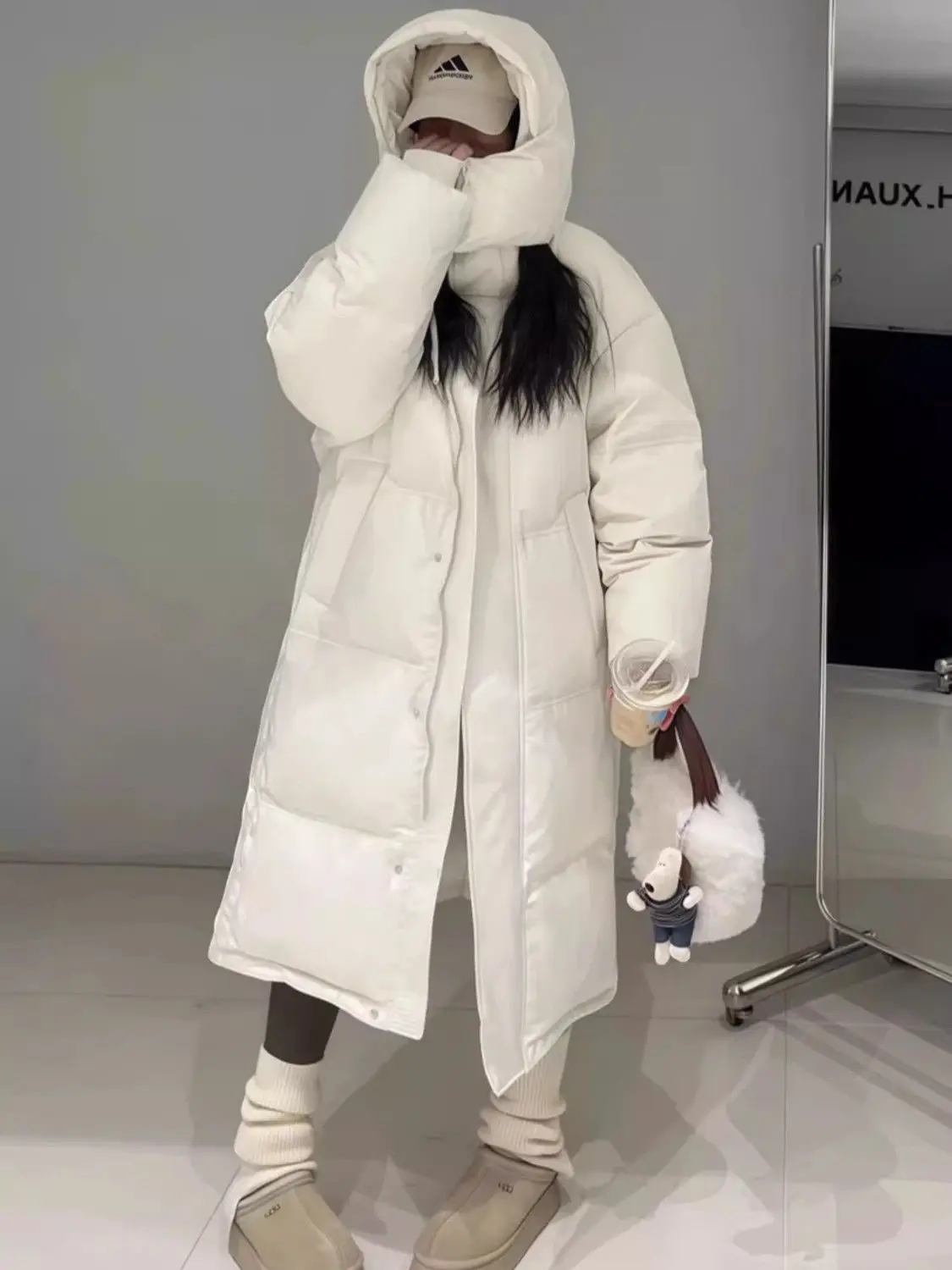 Piumino invernale da donna nuovo per pendolarismo, piumino spesso caldo con cappuccio antivento