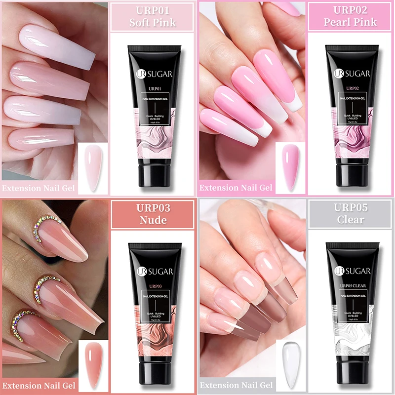 UR SUGAR 15ml Zestaw żeli do przedłużania paznokci z światłem UV LED Clear Pink Vernis Semi-Permanent Quick Buiding Nail Gel Kit FingertipsDIY