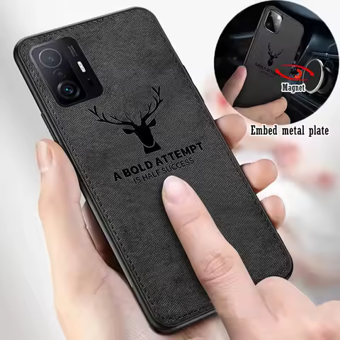 Classic Cloth Case For Xiaomi Mi 14 13 13T 12 12T 11T Pro 9T 10T 11 Lite Poco F3 F4 F5 Pro Build-in Magnet Deer Cover Shell