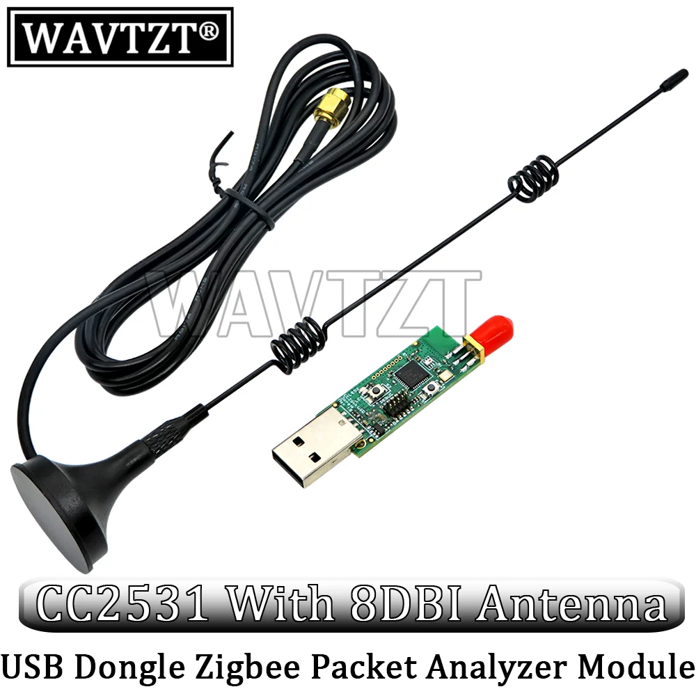 Wireless Zigbee CC2531 2540 Sniffer Bare Board Packet Protocol Analyzer USB Interface Dongle Capture Packet Module +8DBI Antenna