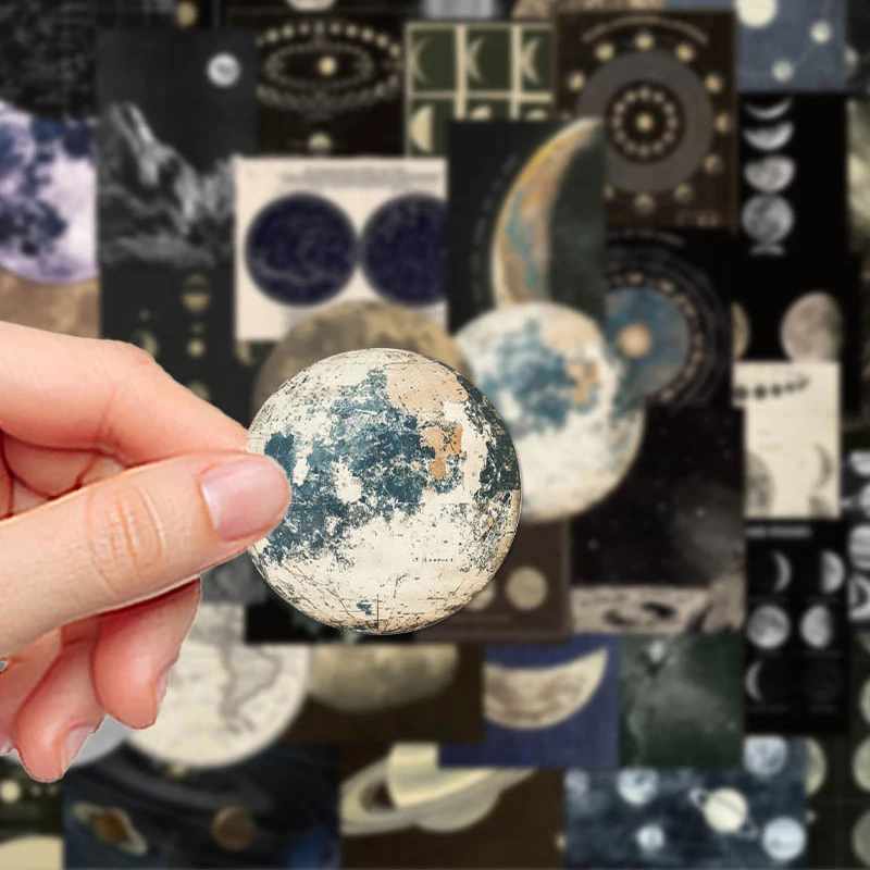50PCS Vintage Planet Space Stickers Aesthetic DIY Notebook Suitcase Stationery Guitar  Astronomy Universe Planets Decals Toys