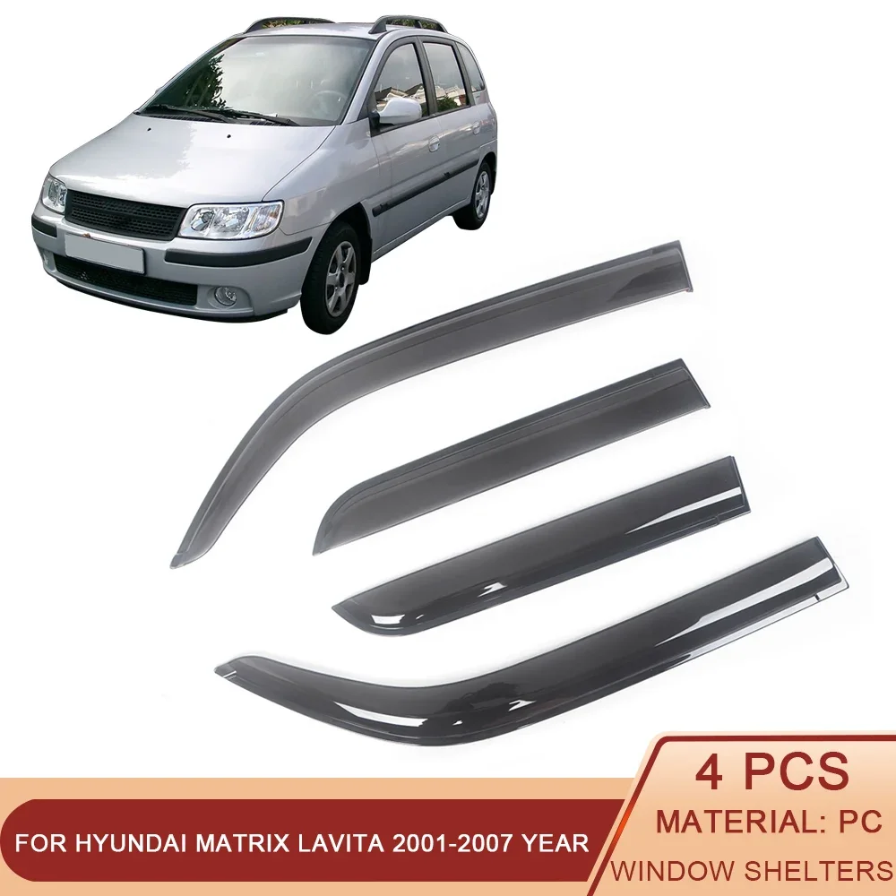 

For Hyundai Matrix Lavita 2001-2008 Auto Black Tinted Car Side Window Visor Guard Vent Awnings Shelter Rain Guard Door Ventvisor