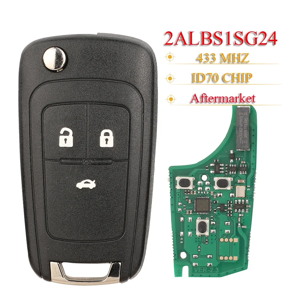 

jingyuqin 433MHz ID70 2ALBS1SG24 Car Remote Flip Key For Chevrolet Aveo Cavalier 2019 2020 Auto Key Replacement Full Control