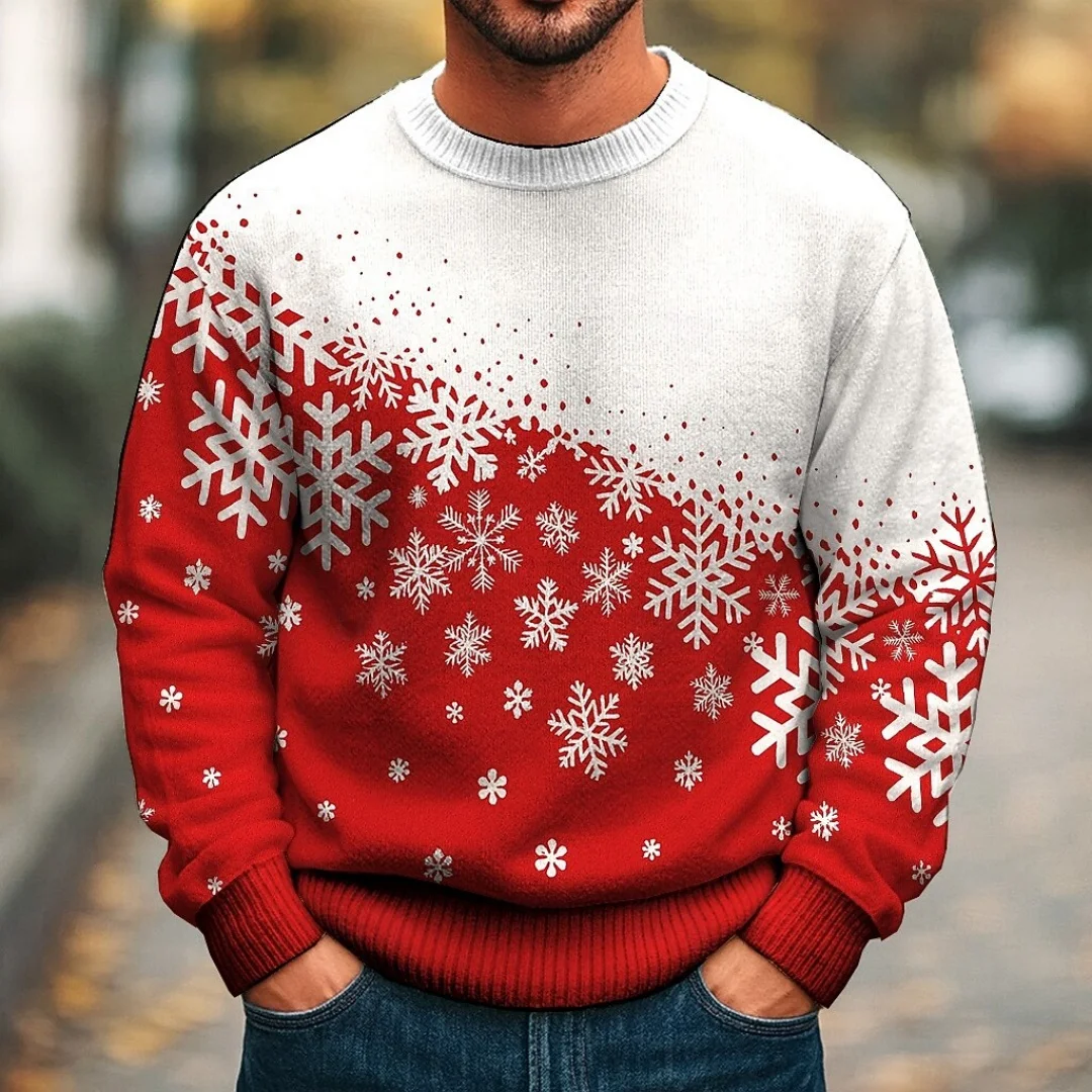 

Christmas Sweatshirt Men's Snowflake Pullover Sweater Jumper Knitwear Crewneck Casual Vacation Daily 3D Print Warm Long Sleeve