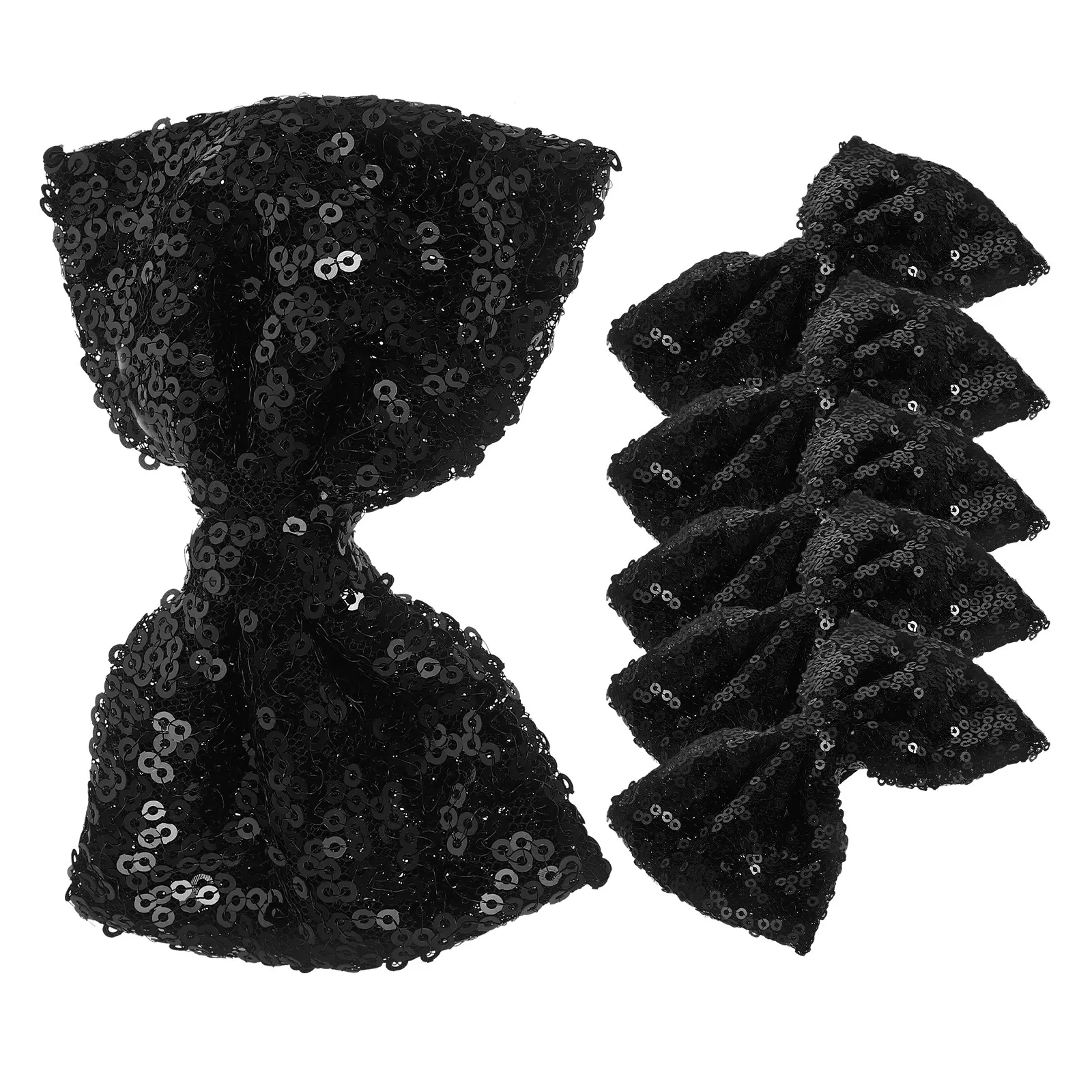 

Набор из 6 блестящих бантиков для волос с пайетками для девочек: заколки-бантики для праздников и повседневной носки, модные заколки-бантики для девочек, черные заколки-бантики