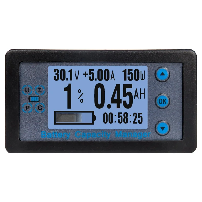 

100A Bluetooth-кулометр, тестер емкости аккумулятора, амперметр, вольтметр с 2,4-дюймовым ЖК-экраном для электромобиля RV
