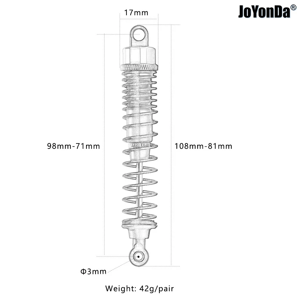 2 個の金属ショックアブソーバー 69 ミリメートル / 98 ミリメートル / 108 ミリメートル / 130 ミリメートル RC モデルカー HSP Himoto