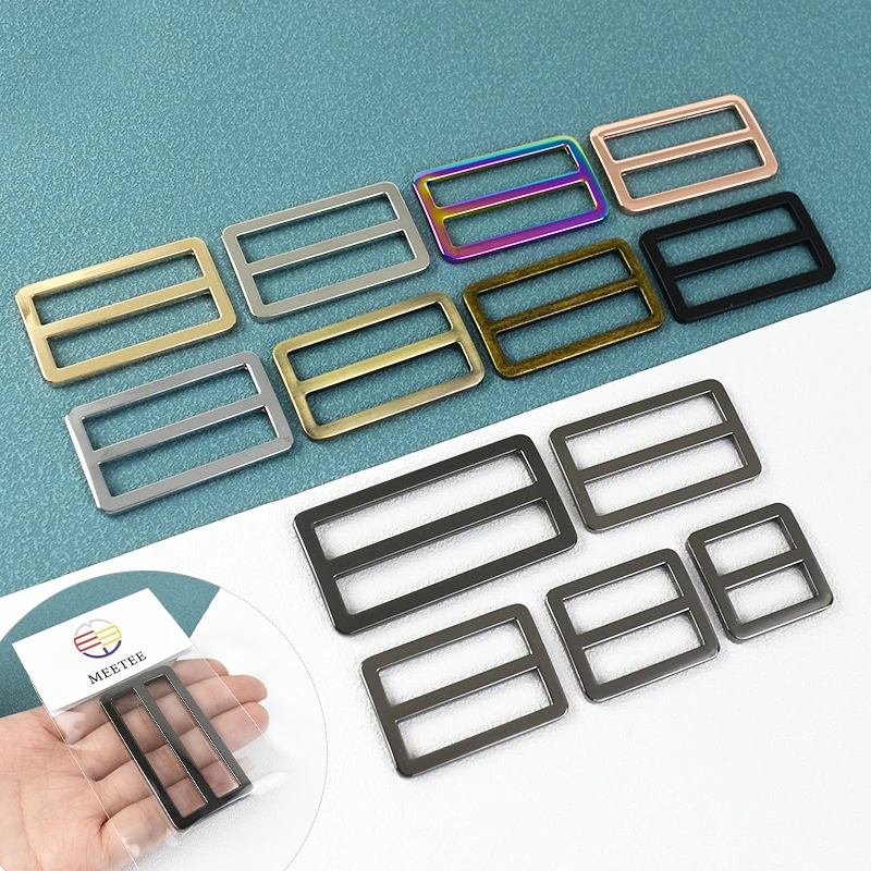 

5/10Pcs Meetee 20-50mm Metal Buckle Tri-Glide Slider Clasp Bag Strap Adjuster Buckles Webbing Adjuster DIY Hardware Accessories