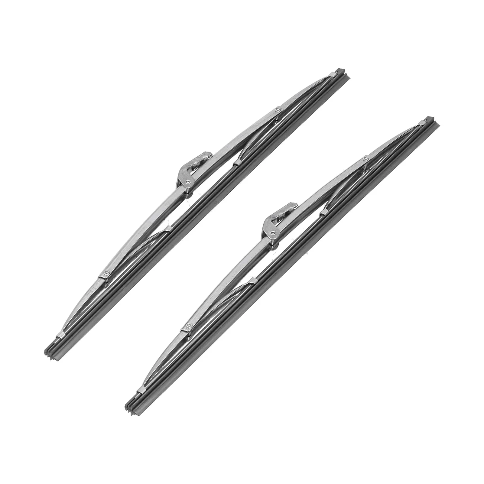 12in/30.48cm Front Windshield Wiper Blades Stainless Steel Polished Silver Universal for Car Front Wiper Blades Wiper Blade Set