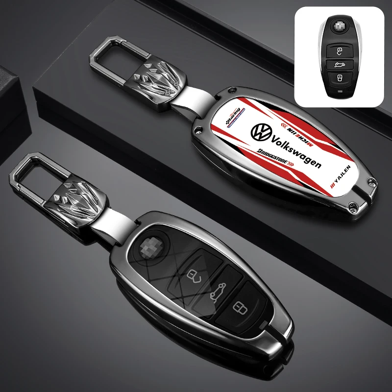 3 Buttons Zinc Alloy Car Remote Key Case Cover Fob Shell Bag for VW Volkswagen Touareg 2011 2012 2013 2014 2015 2016 2017 2018