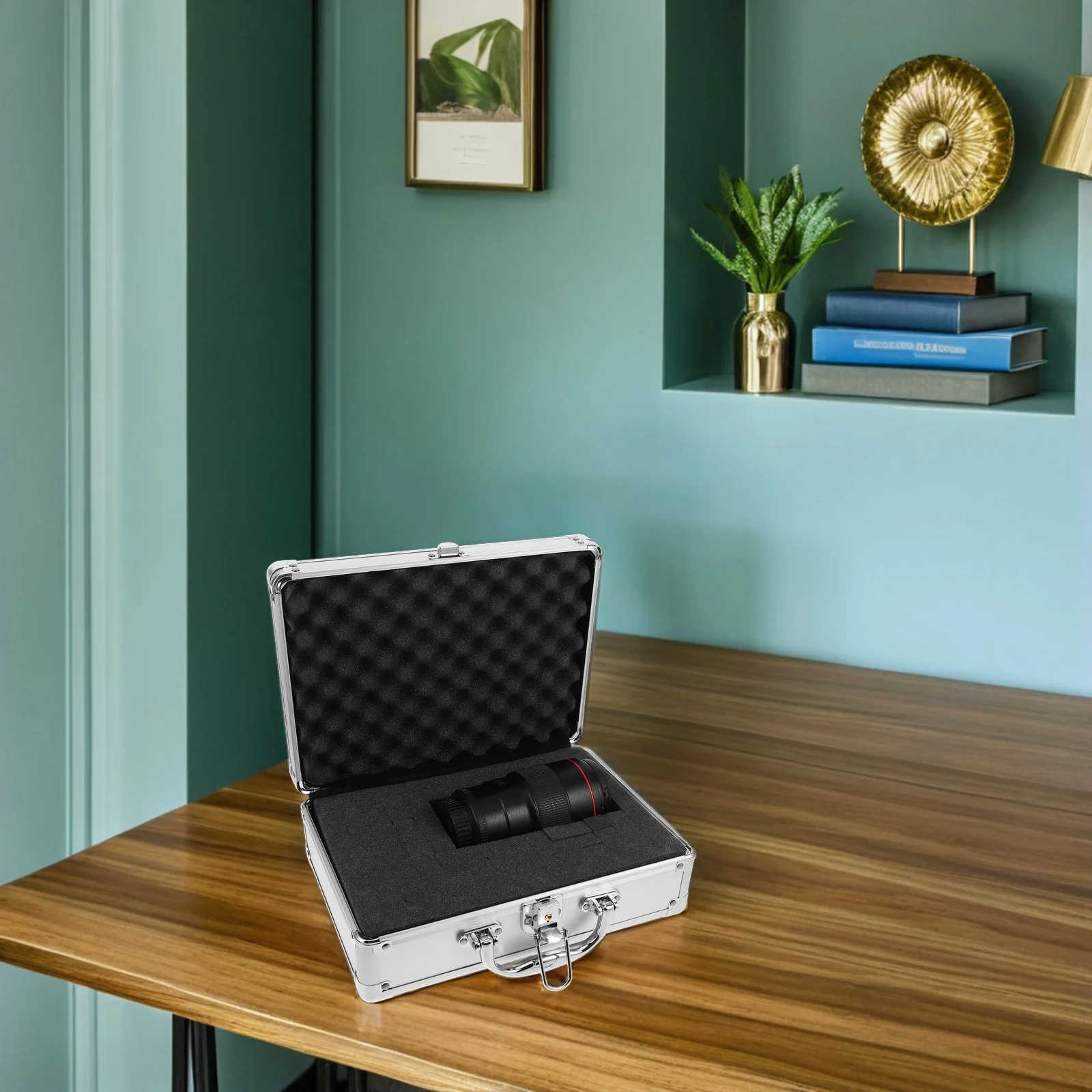 Multifunctional Storage Box Large Makeup Case Lockbox with Key Aluminum Alloy Toolbox Aluminium