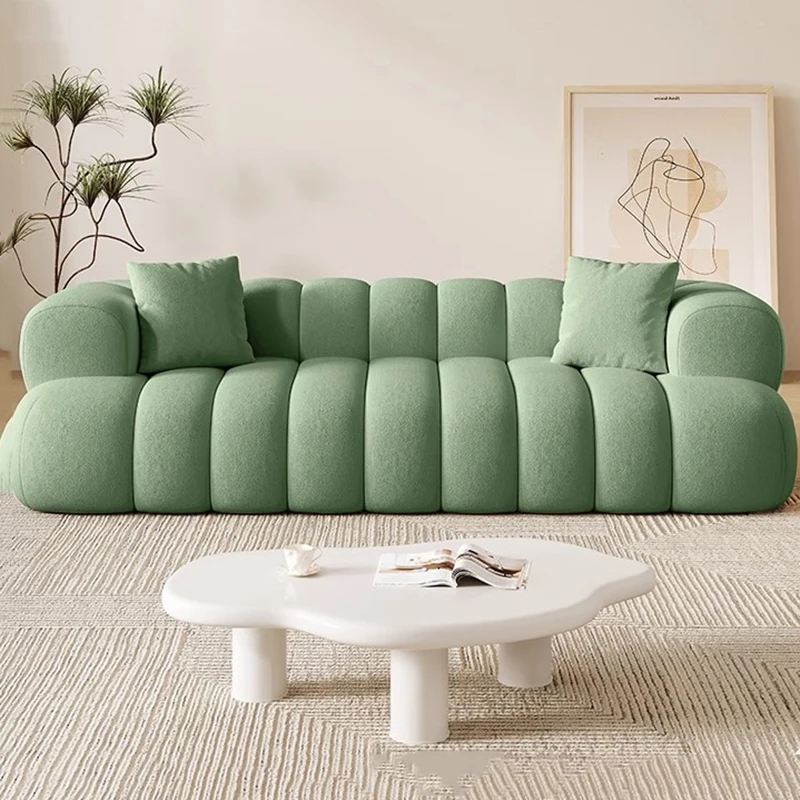 

Luxury White Unusual Sofa Designer Lambswool Floor Green Living Room Sofas Caterpillar Straight Comfort Divano Home Furniture