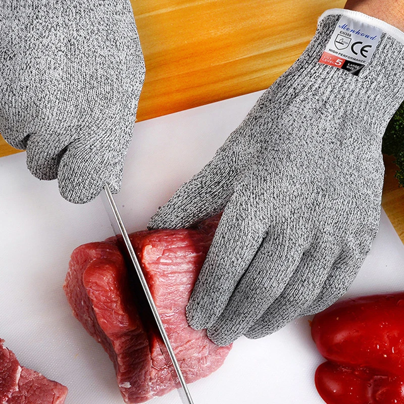 2PCS Grade 5 Anti Cutting Gloves Kitchen HPPE Anti Scratch Glass Wood Cutting Safety Protection Horticulturist Protector Gloves