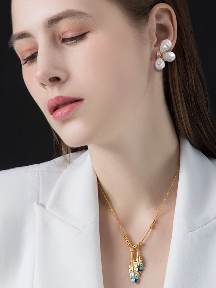

Natural Baroque Large Pearl petal earrings