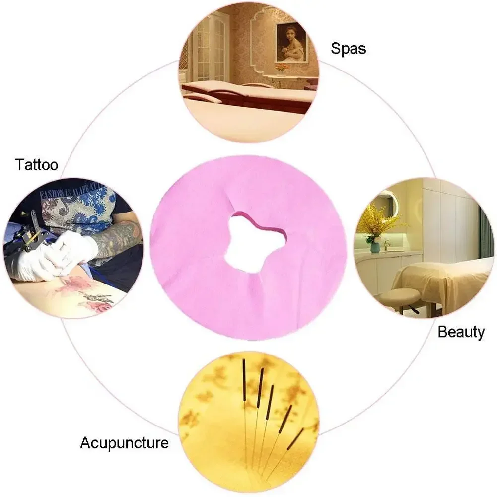 100Pcs/lot Disposable Hole Towel Beauty Salon Non-woven Massage Table Sheets Headrest Pads Face Pillow Towel