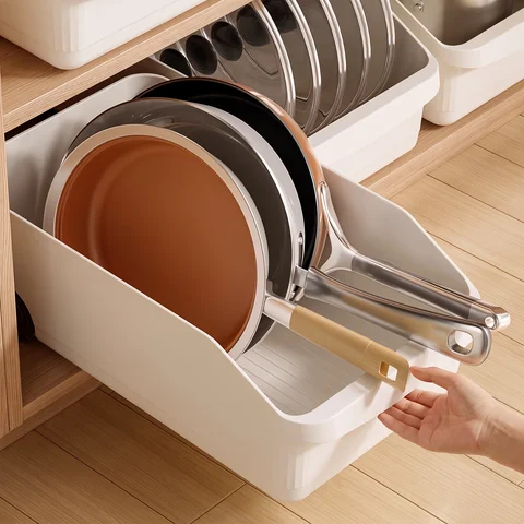 Plastic Storage Bins With Wheels, Roll Out Organizer Bins, Large Capacity Open Storage Containers For Kitchen, Pantry, Bathroom, Cabinet & Freezer Organization