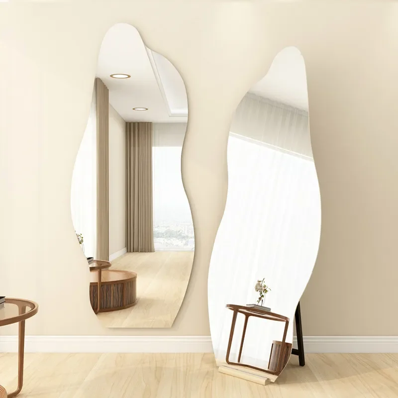Cloud Shaped Full Length Mirror Irregular Floor Standing Dressing Glass for Bedroom Home Decor