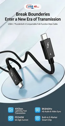 Кабель Thunderbolt 4 USB4 Type-C коаксиальный Nuobaifu